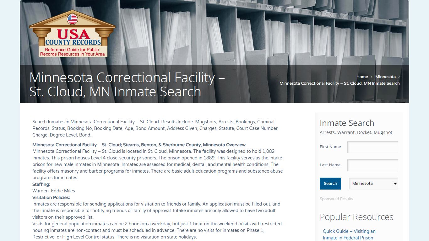 Minnesota Correctional Facility – St. Cloud, MN Inmate Search